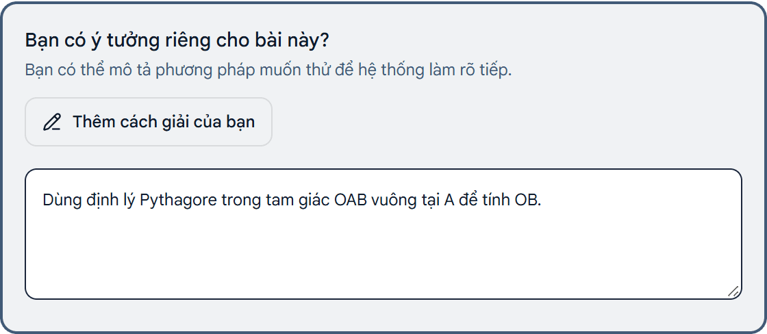 Nhập ý tưởng của thầy cô ở màn chọn hướng giải