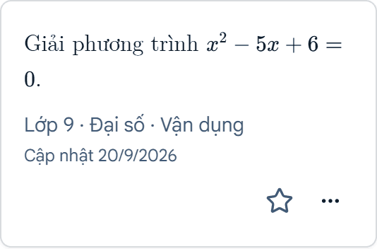 Bài toán đại số trong Thư viện minh họa