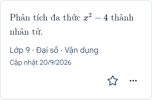 Bài toán đại số trong Thư viện minh họa