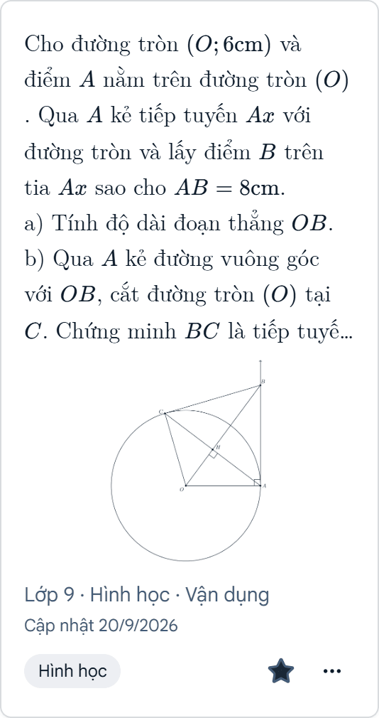 Thẻ bài đường tròn trong Thư viện với nhãn Hình học và dấu ưa thích